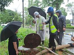 中建五局总承包公司多个项目志愿者助力城市排涝抢险